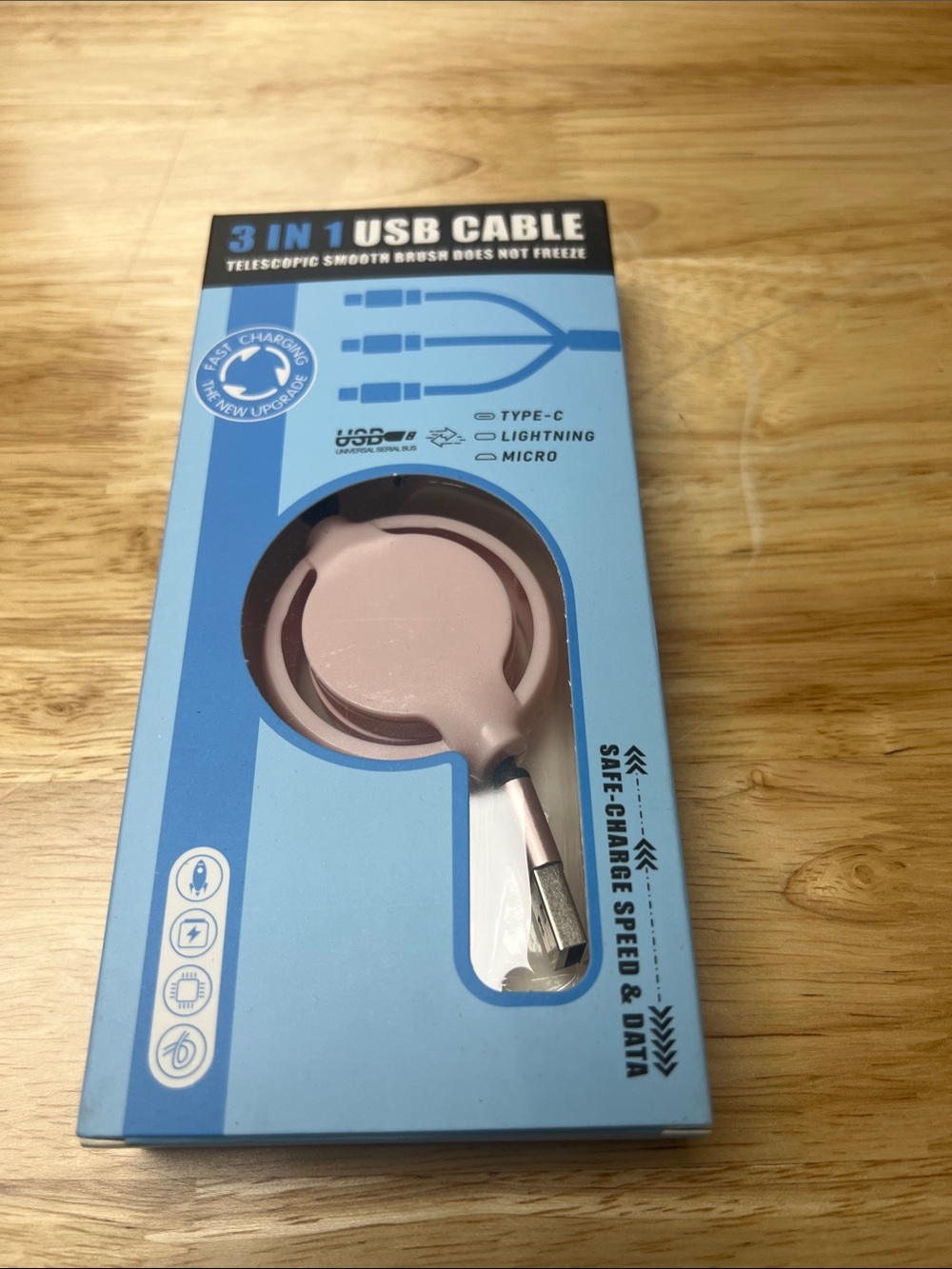 3-in-1 Retractable USB Charging Cable - Pink